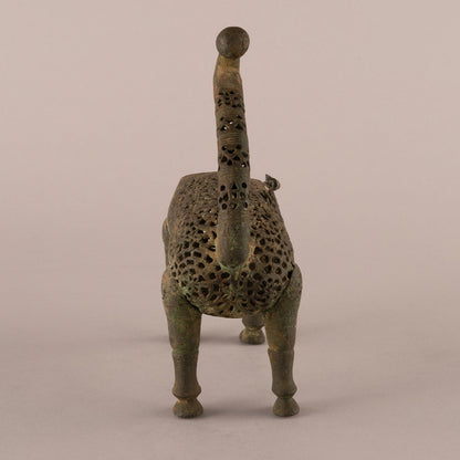 Bronze chisel incense burner in the shape of an empty beast