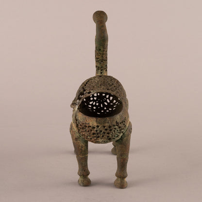 Bronze chisel incense burner in the shape of an empty beast