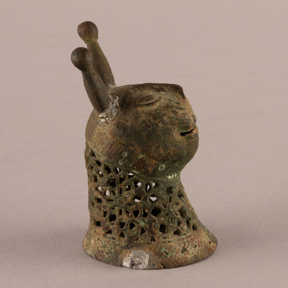 Bronze chisel incense burner in the shape of an empty beast