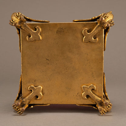 Gilt Bronze Covered Box Inlaid with Glass