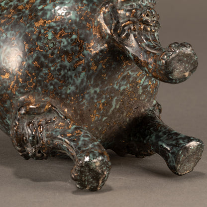 銅胎獅首三足香爐