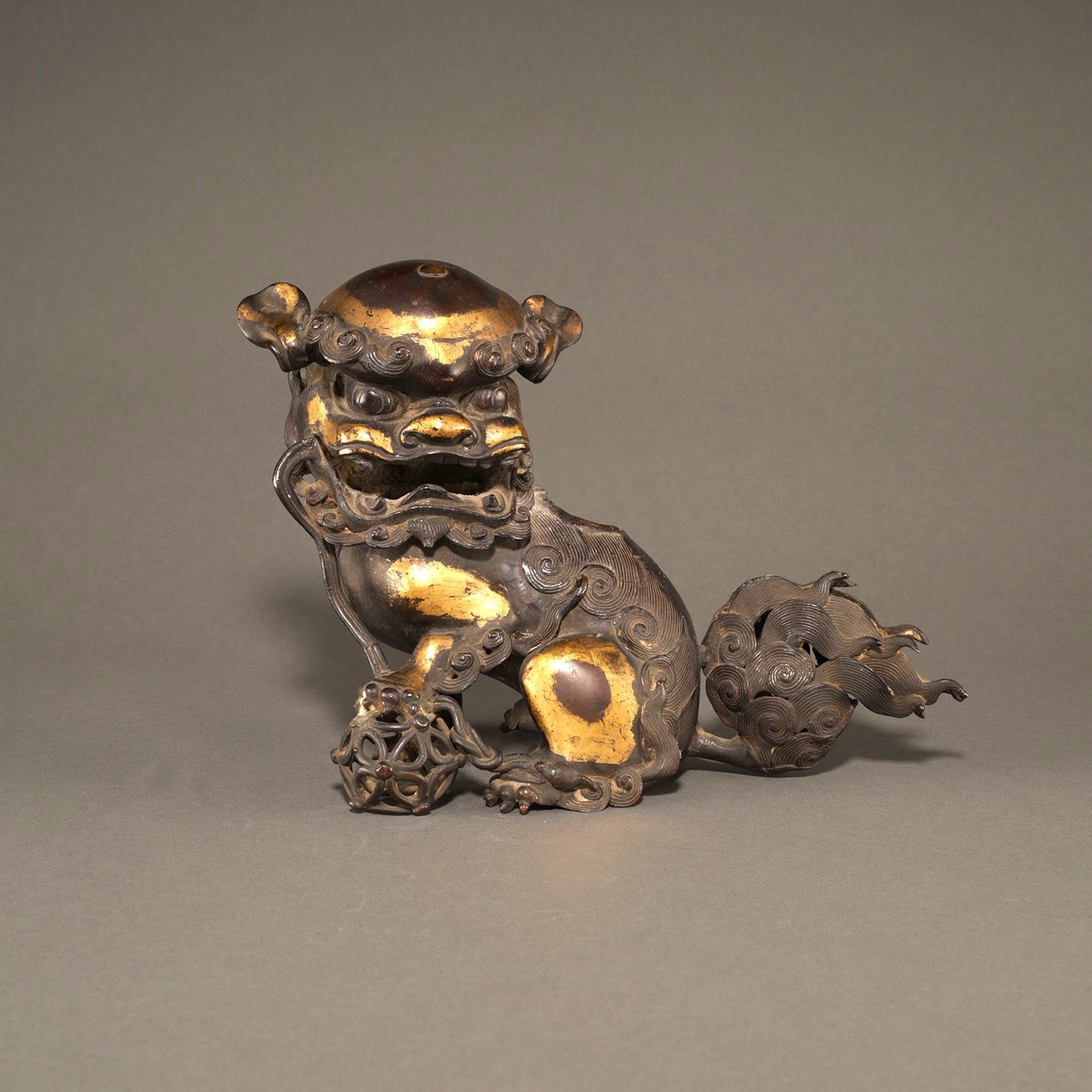 Gilt-Bronze Incense Burner with Lion Finial [P0279]