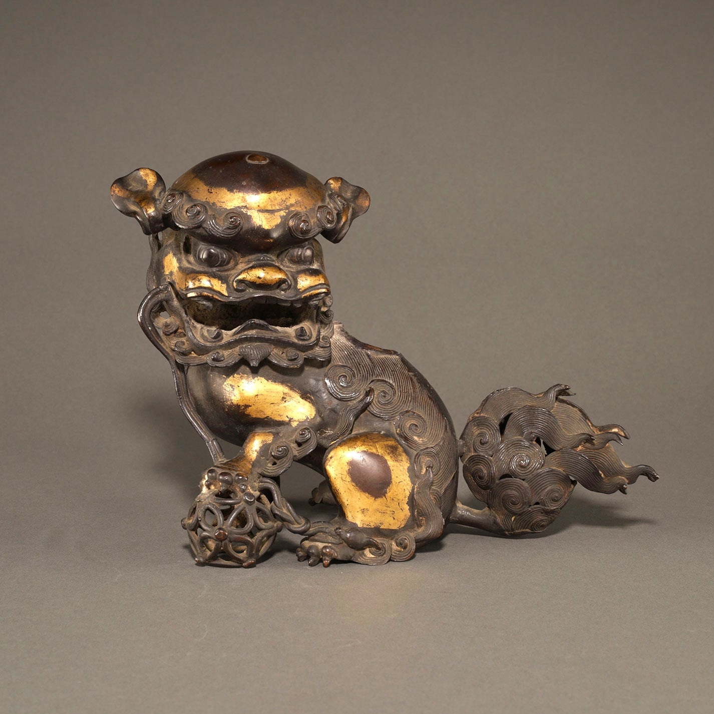 Gilt-Bronze Incense Burner with Lion Finial [P0279]