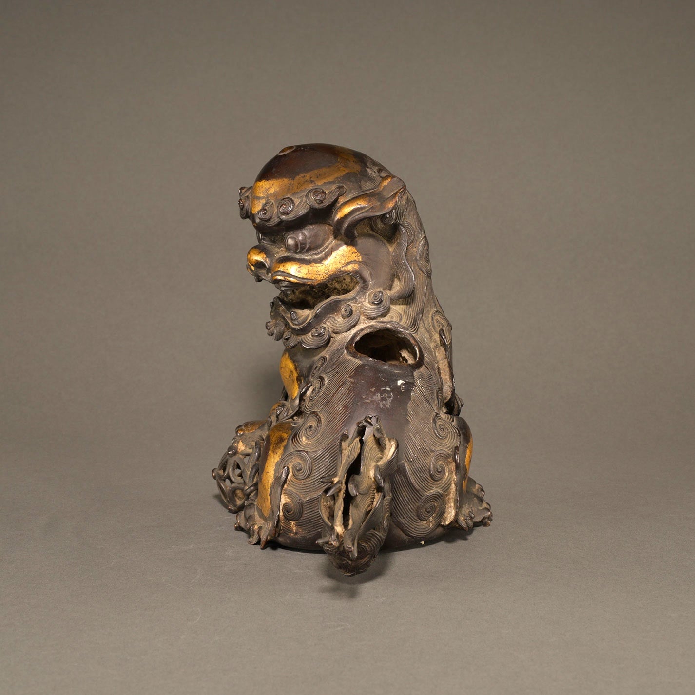 Gilt-Bronze Incense Burner with Lion Finial [P0279]
