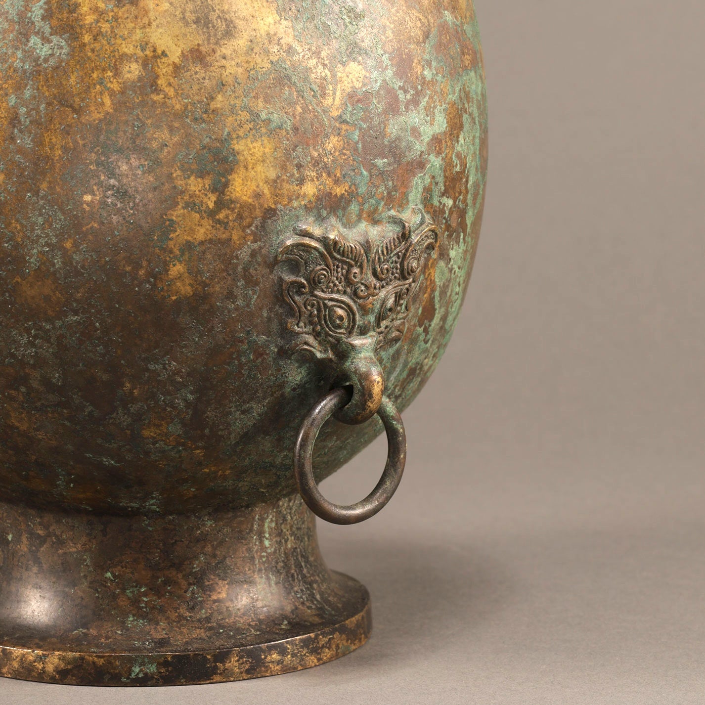 Gilt Bronze Vase with Beast-Head Handles