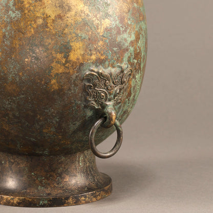 Gilt Bronze Vase with Beast-Head Handles