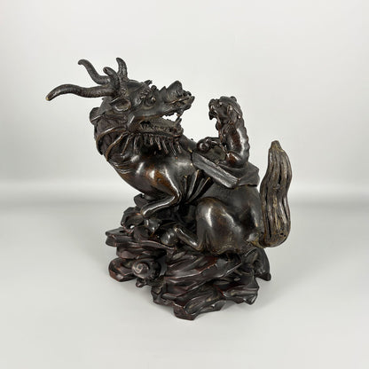 古銅蒼龍教子香薫炉