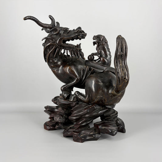 Ancient bronze SouAncient Bronze Incense Burner “Canglong Teaching His Son” Design