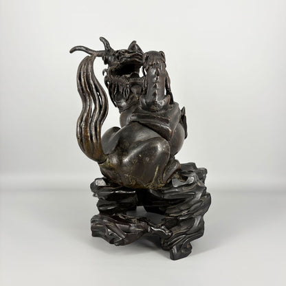 古銅蒼龍教子香薫炉