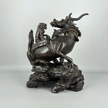 古銅蒼龍教子香薫炉