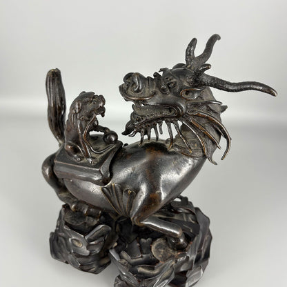 古銅蒼龍教子香薫炉