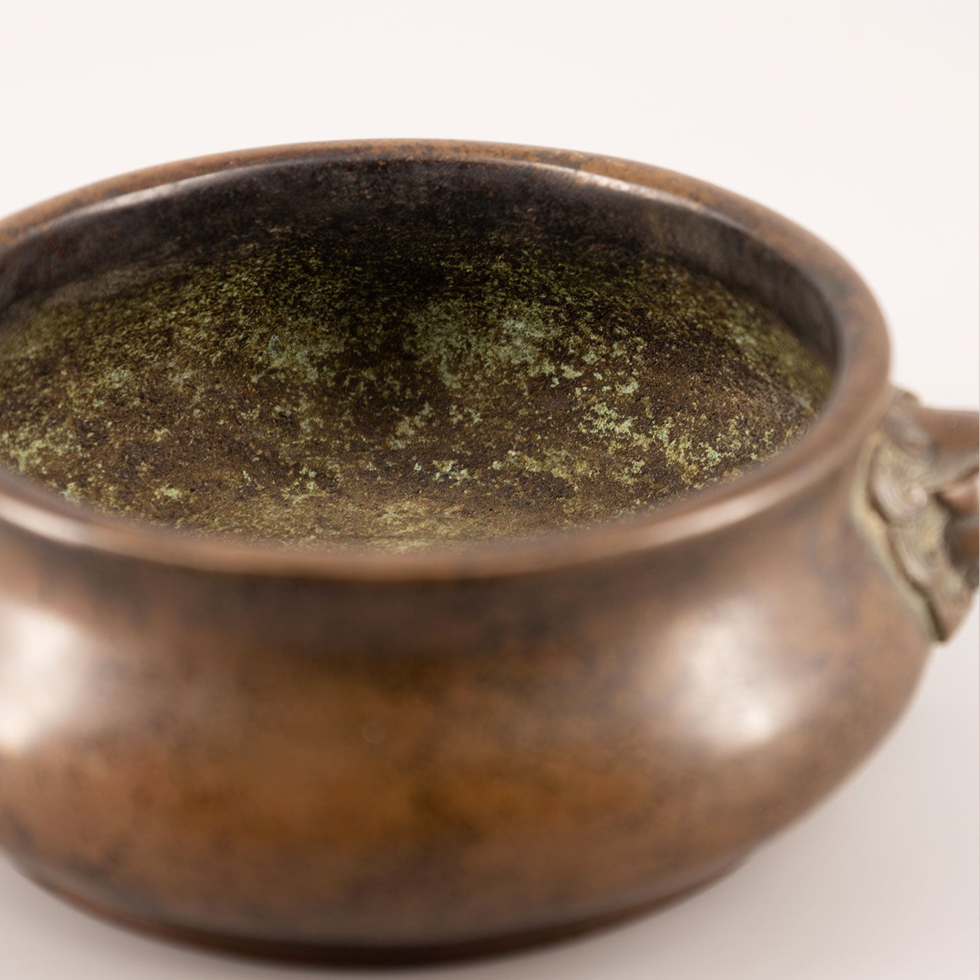 Old copper twin lion ear incense burner