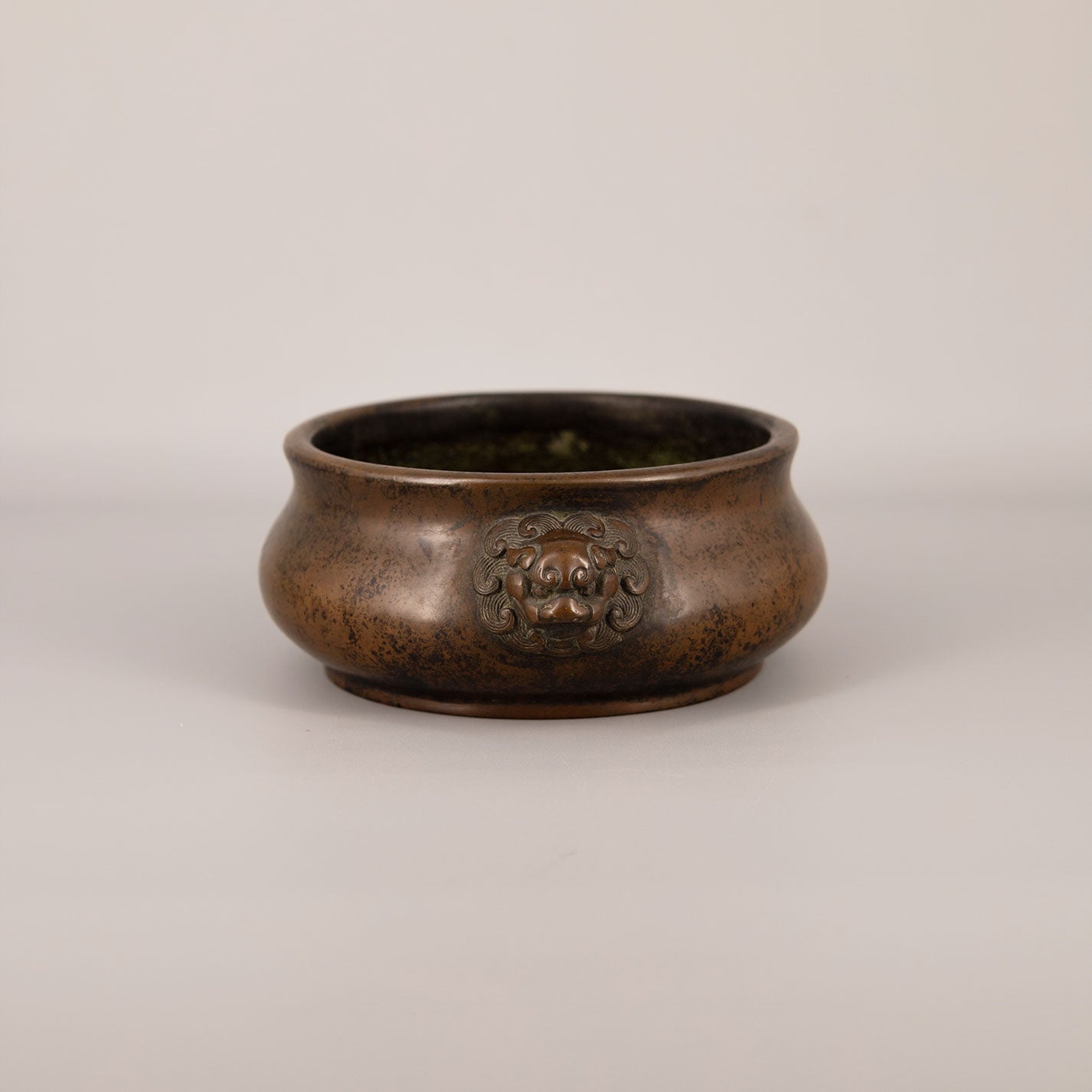 Old copper twin lion ear incense burner