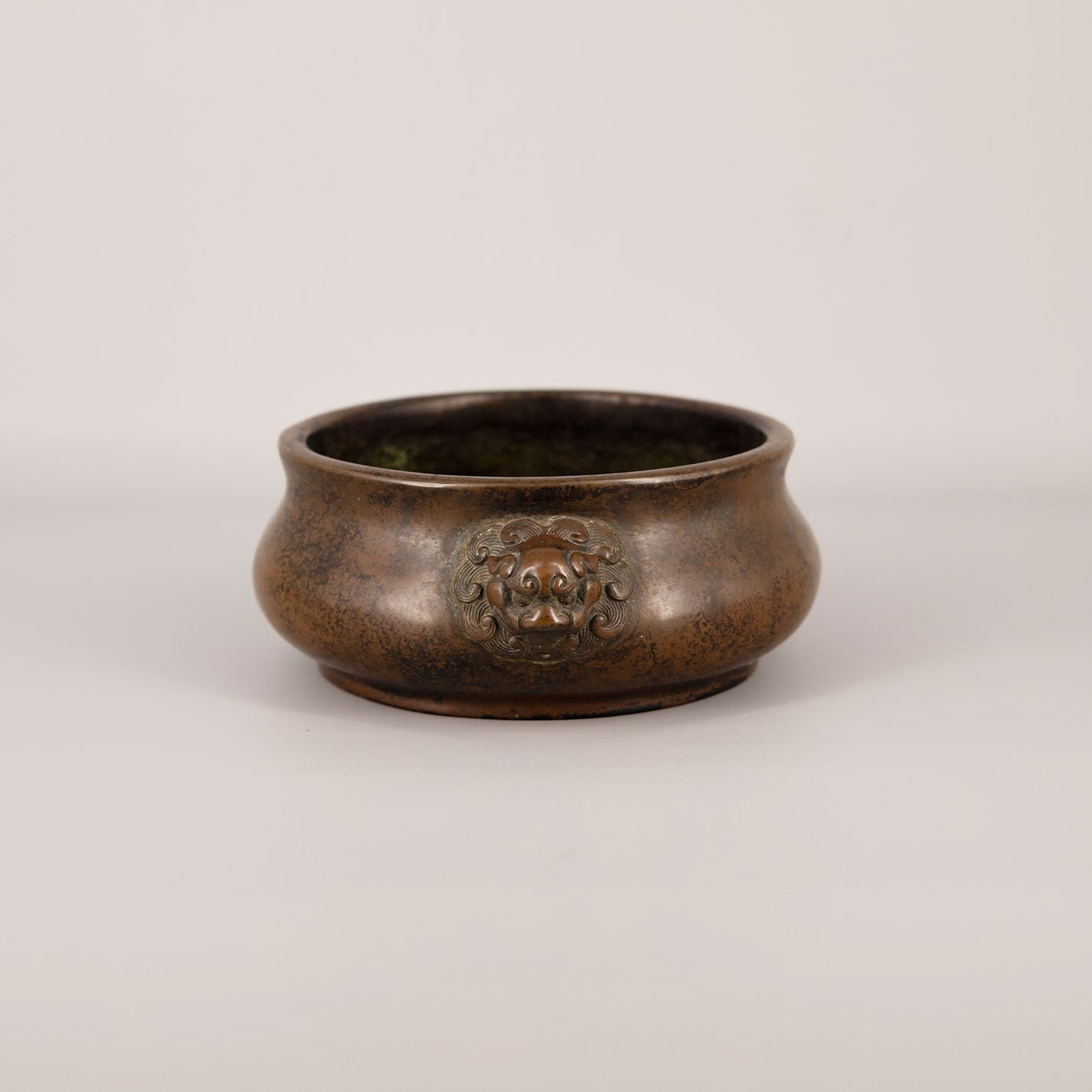 Old copper twin lion ear incense burner