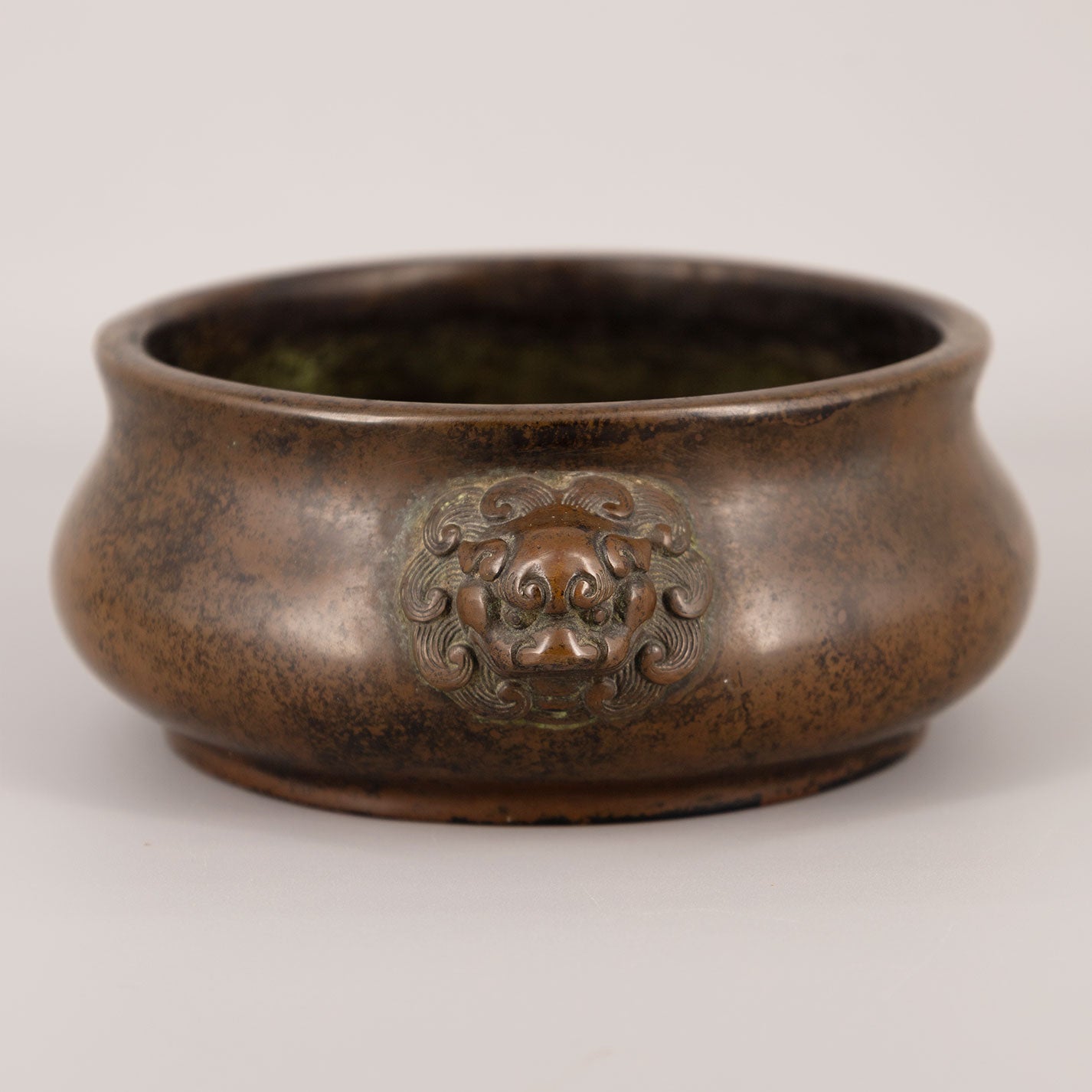 Old copper twin lion ear incense burner