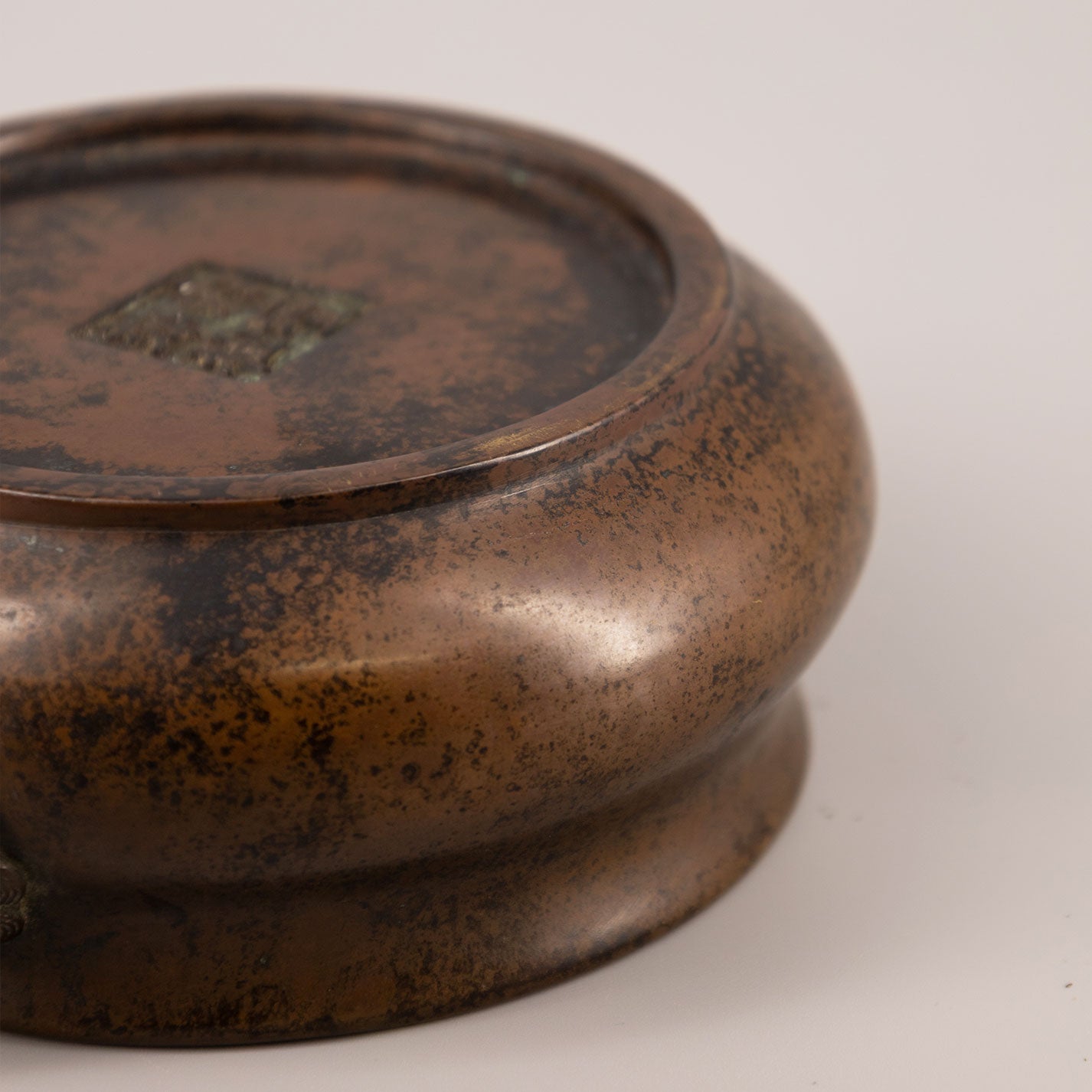 Old copper twin lion ear incense burner