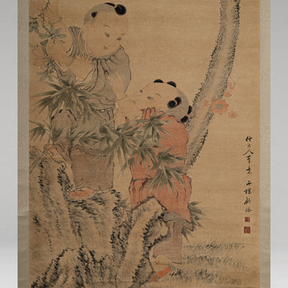 [Q0211]（複製品）顧洛／嬰戲圖