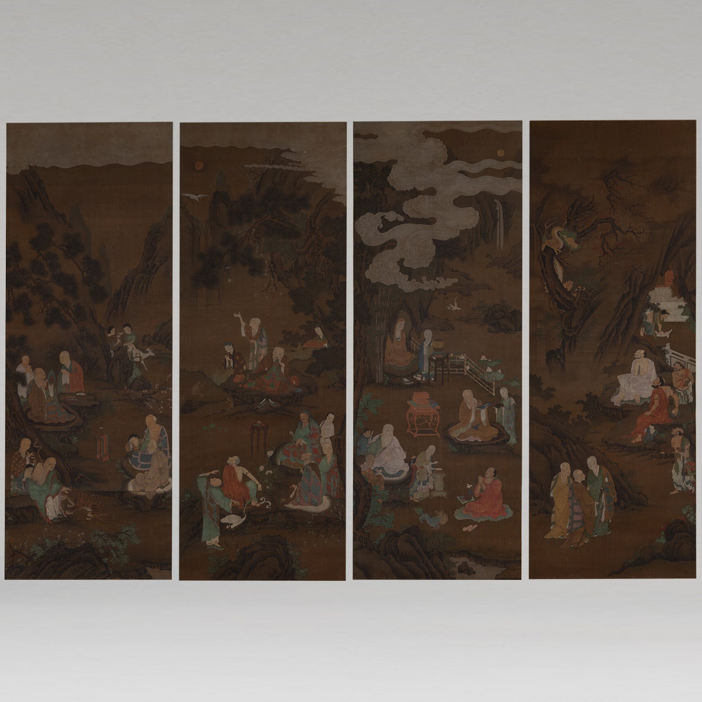 Unknown Artist / Eighteen Arhats (Set of Four Hanging Scrolls) [Q0475]