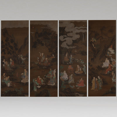 [Q0475] 佚名 / 十八羅漢四條屏