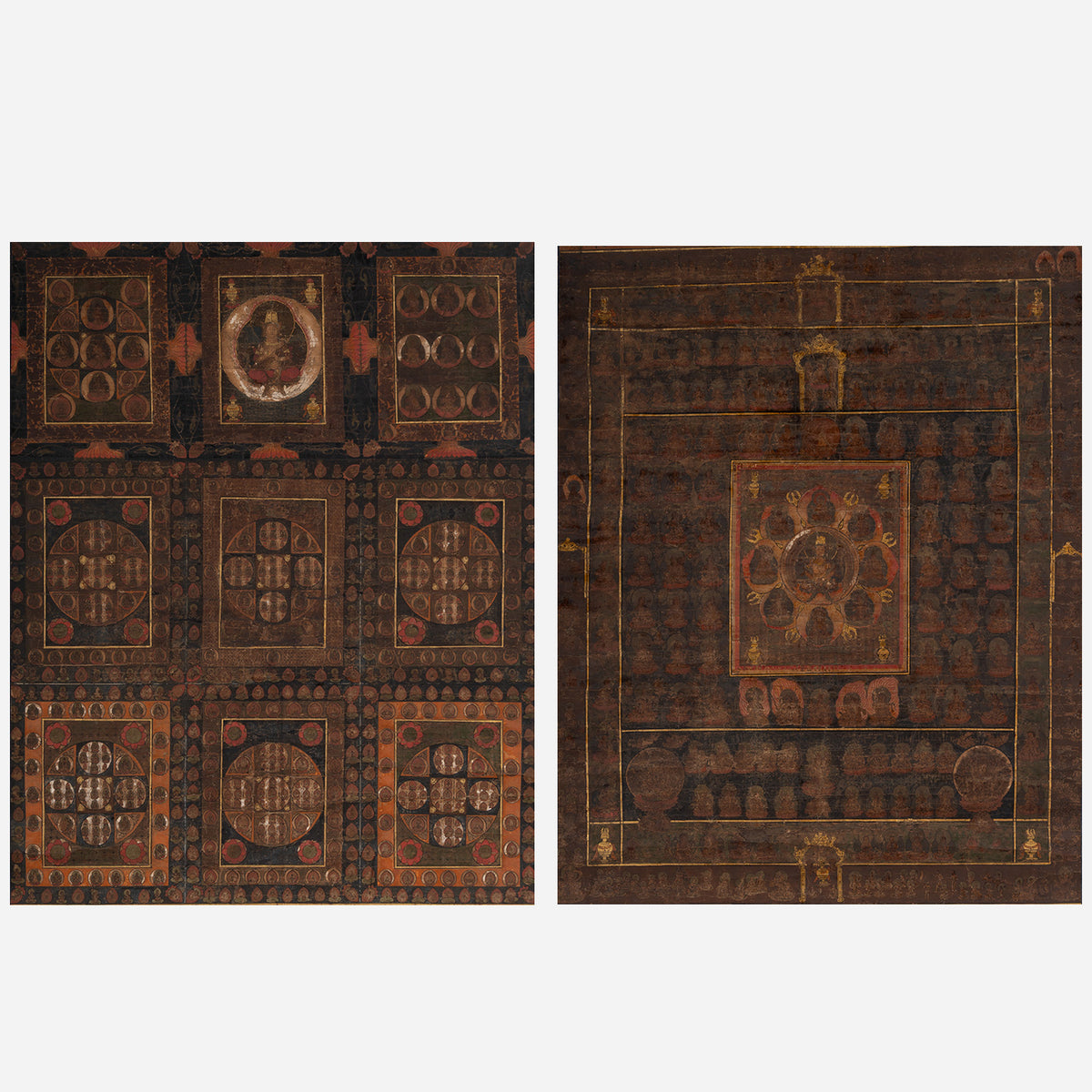 [Q0478] Unknown Artist / Mandala of the Two Realms, a Pair of Hanging Scrolls