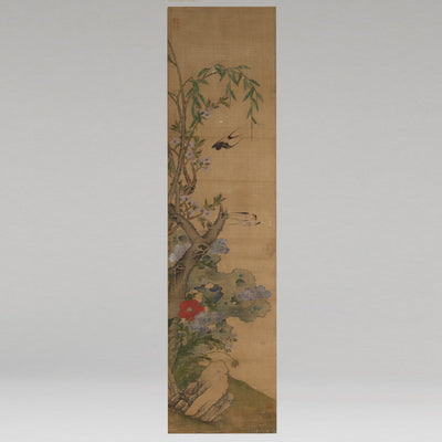 [Q0493]（伝）沈銓（沈南蘋 1682 - ?） / 花石飛燕