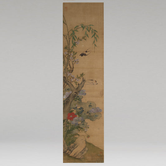 [Q0493]（伝）沈銓（沈南蘋 1682 - ?） / 花石飛燕