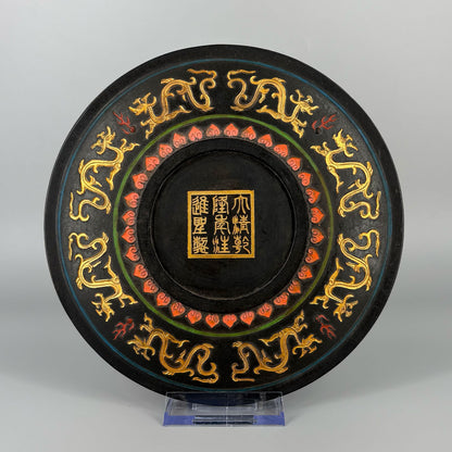 御賜百壽龍紋圓墨