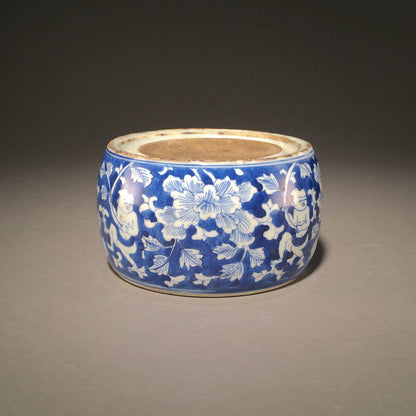 青花童子戲花圓硯