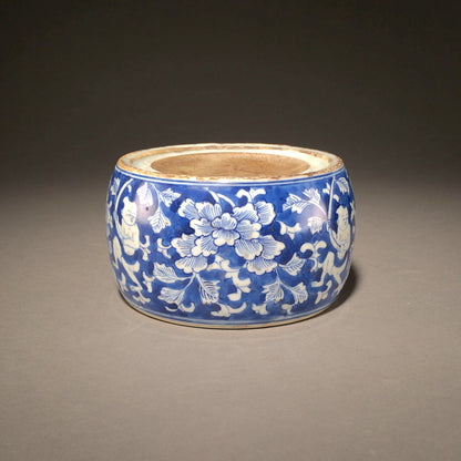 青花童子戲花圓硯