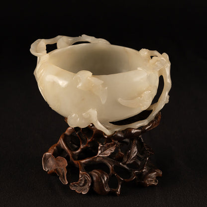 白玉蝠壽紋桃形水盂