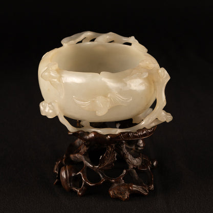 白玉蝠壽紋桃形水盂