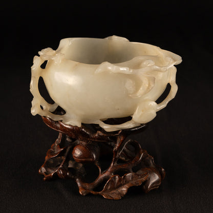 白玉蝠壽紋桃形水盂