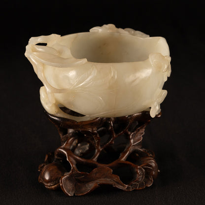 白玉蝠壽紋桃形水盂