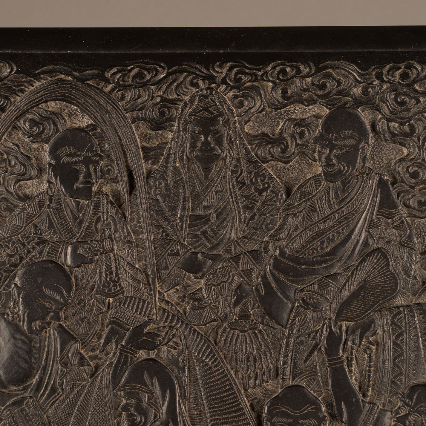 Stone carving arhat poetry square board [V0128]