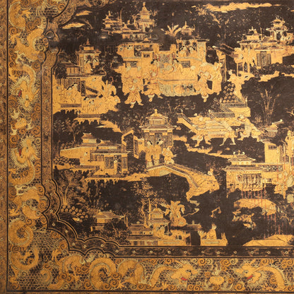 Black Lacquer Box with Gilt Decoration and Mother-of-Pearl Inlay