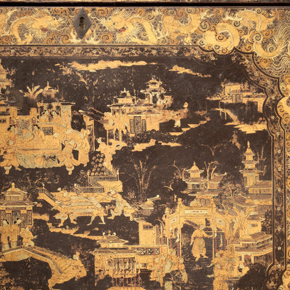 Black Lacquer Box with Gilt Decoration and Mother-of-Pearl Inlay