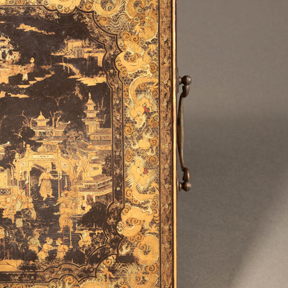 Black Lacquer Box with Gilt Decoration and Mother-of-Pearl Inlay