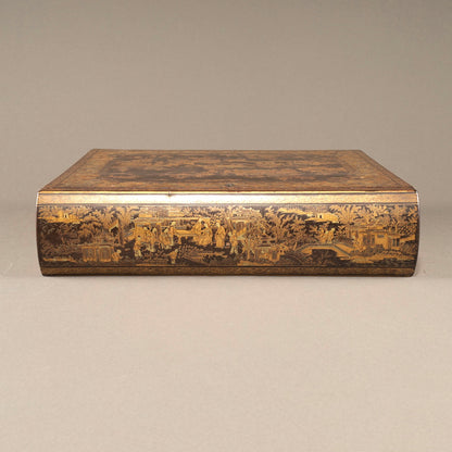 Black Lacquer Box with Gilt Decoration and Mother-of-Pearl Inlay