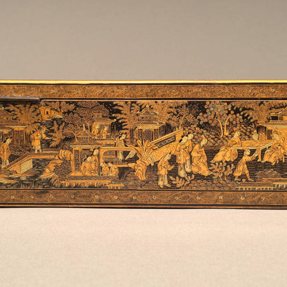 Black Lacquer Box with Gilt Decoration and Mother-of-Pearl Inlay
