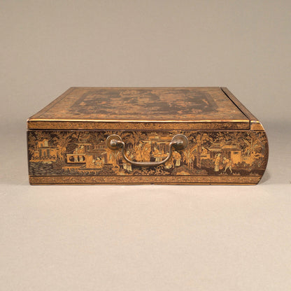 Black Lacquer Box with Gilt Decoration and Mother-of-Pearl Inlay