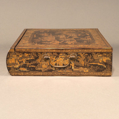 Black Lacquer Box with Gilt Decoration and Mother-of-Pearl Inlay
