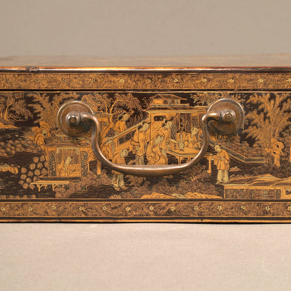 Black Lacquer Box with Gilt Decoration and Mother-of-Pearl Inlay
