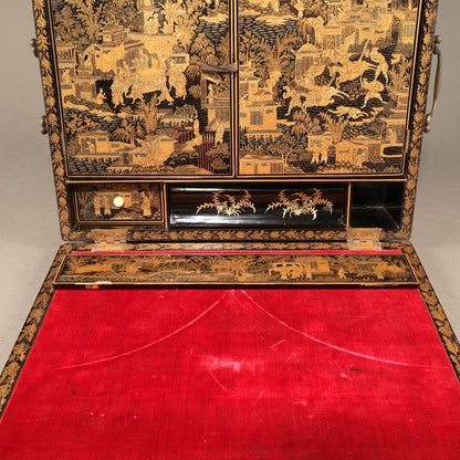 Black Lacquer Box with Gilt Decoration and Mother-of-Pearl Inlay