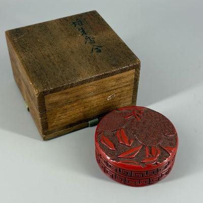 Carved red licorice leaf pattern incense box