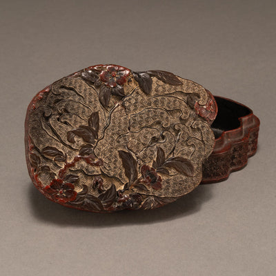 Carved red Buddha's hand citrus incense box