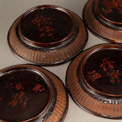朱漆籃胎盤（一組五個）