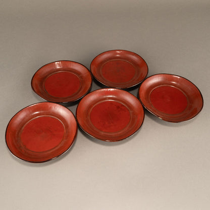 朱漆籃胎盤（一組五個）