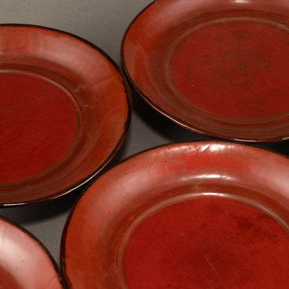 朱漆籃胎盤（一組五個）