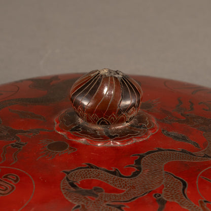 鎗金彩漆龍凰紋蓋盒
