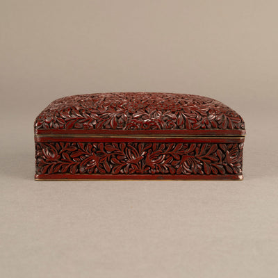 Bronze-plated lacquer box with flower and bird design